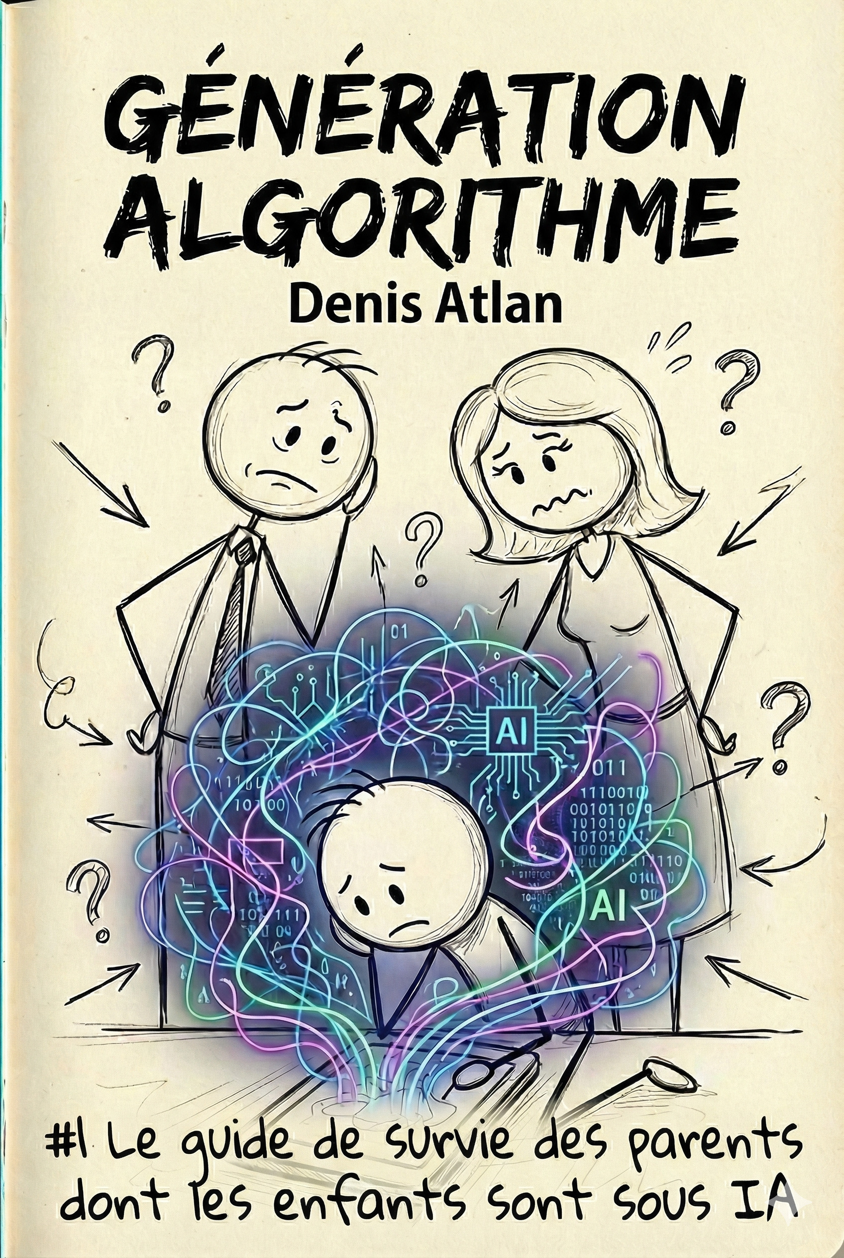 Génération Algorithme - Best-seller Parenté Numérique 2025 Couverture livre Génération Algorithme par Denis ATLAN. Guide survie parents enfants sous IA, 342 pages. Méthode Red Teaming familial. 18 mois recherche, 40 ouvrages neurosciences, 50+ familles testées. Note 4.8/5 étoiles, 120 avis Amazon. ASIN B0GBPKDWV9. Thèmes: parenté numérique, dépendance cognitive, ChatGPT enfants.